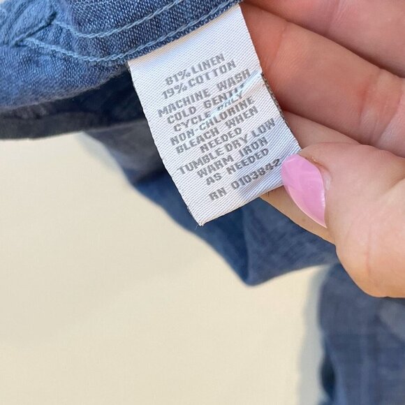 Toscano Firenze Linen Blend Plaid Button Up Shirt Mens XL Blue Short Sleeve - Picture 6 of 7